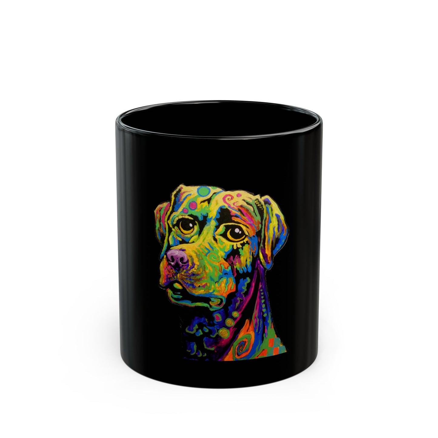 "Rainbow Lab" mug featuring artwork by Noto the Artist. Vibrant Dog Art Mug, Colorful Pet Lover Gift, Unique Dog Owner Mug, Dog Lover's Coffee Cup, Ideal for Birthdays & Holidays