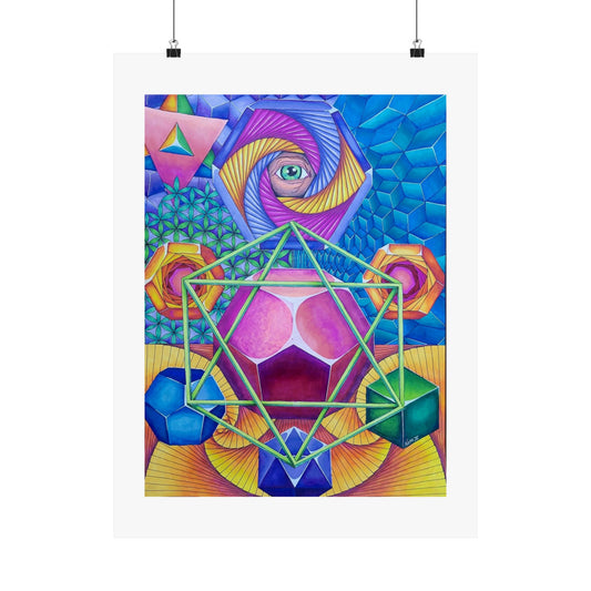 "The Lattice" print of an original illustration by Noto the Artist. Vibrant Geometric Wall Art Print, Boho Home Decor, Colorful Poster for Living Room, Gift for Art Lovers, Abstract Colourful Poster