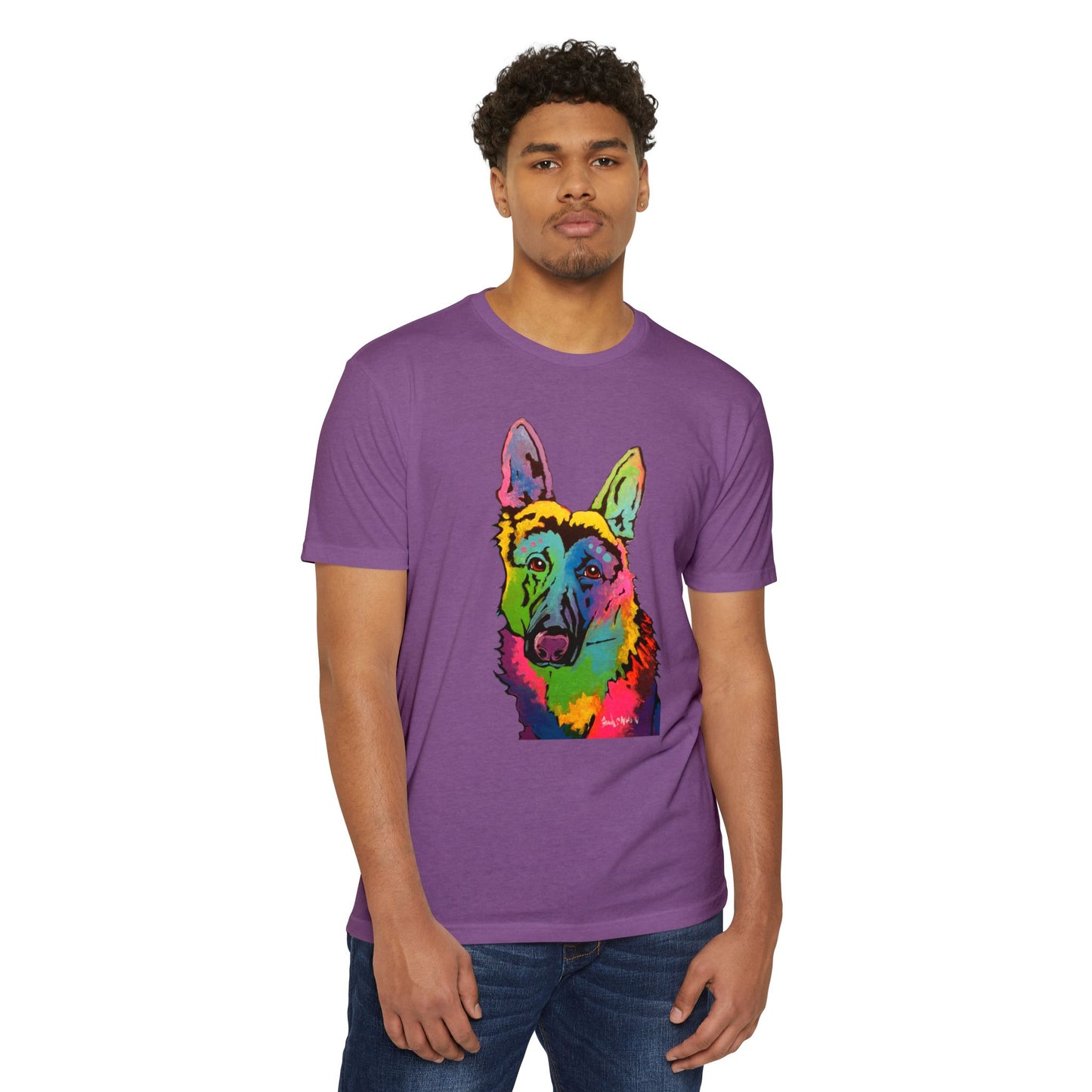 Vibrant Dog Art T-Shirt, Colorful Pet Shirt, Unisex Graphic Tee, Gift for Dog Lovers, Casual Wear featuring artwork by noto the artist