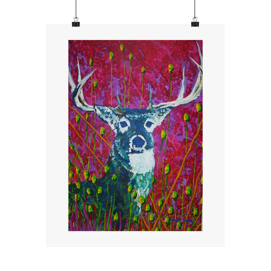 "Bue Deer" poster print of an original painting by Frank Noto. Vibrant Deer Art Poster, Colorful Wildlife Wall Decor, Nature Lover Gift, Home Decor, Unique Art Print