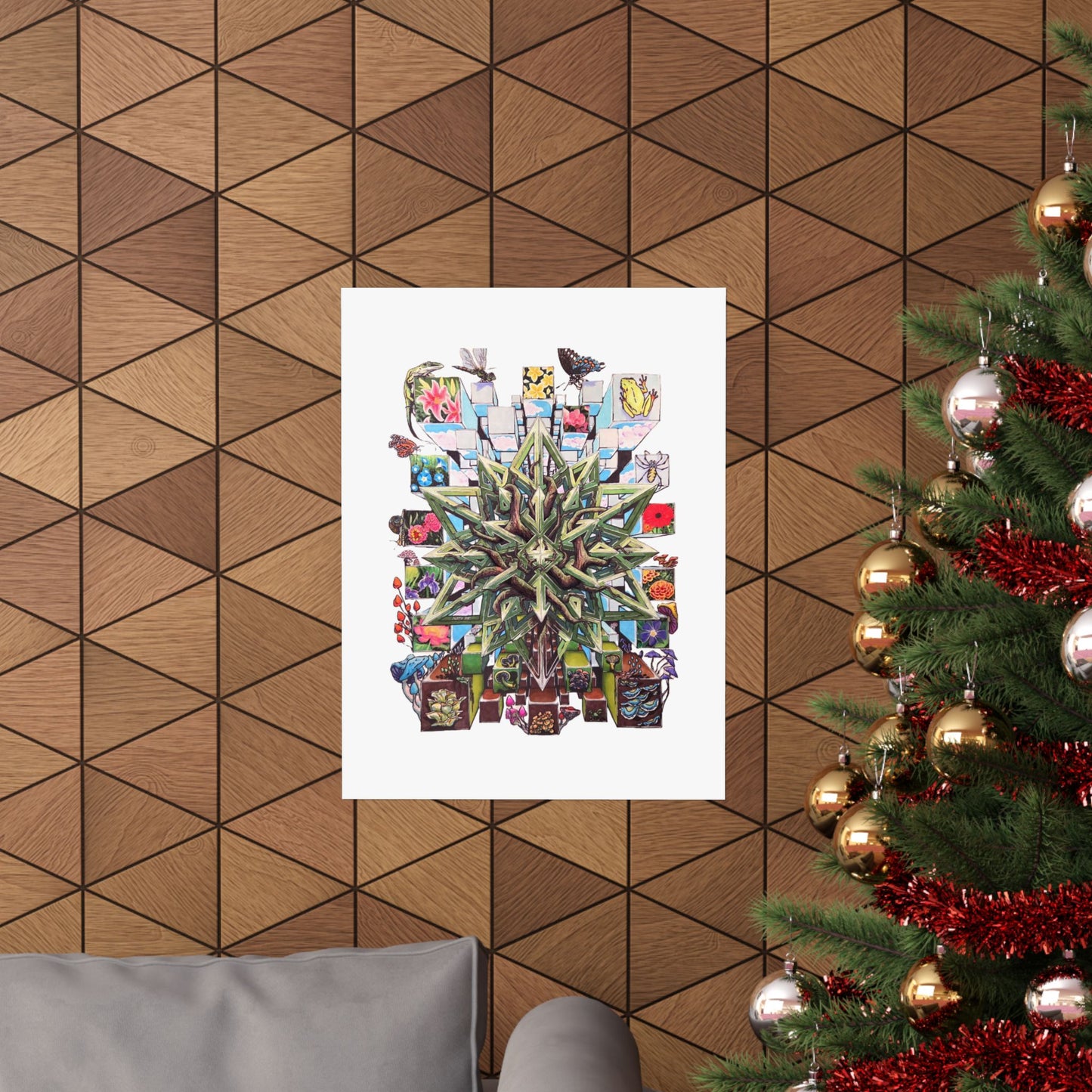 " Particle of an Explosion of Nature" Botanical Geometric Poster — Succulent Star Matte Vertical Wall Art
