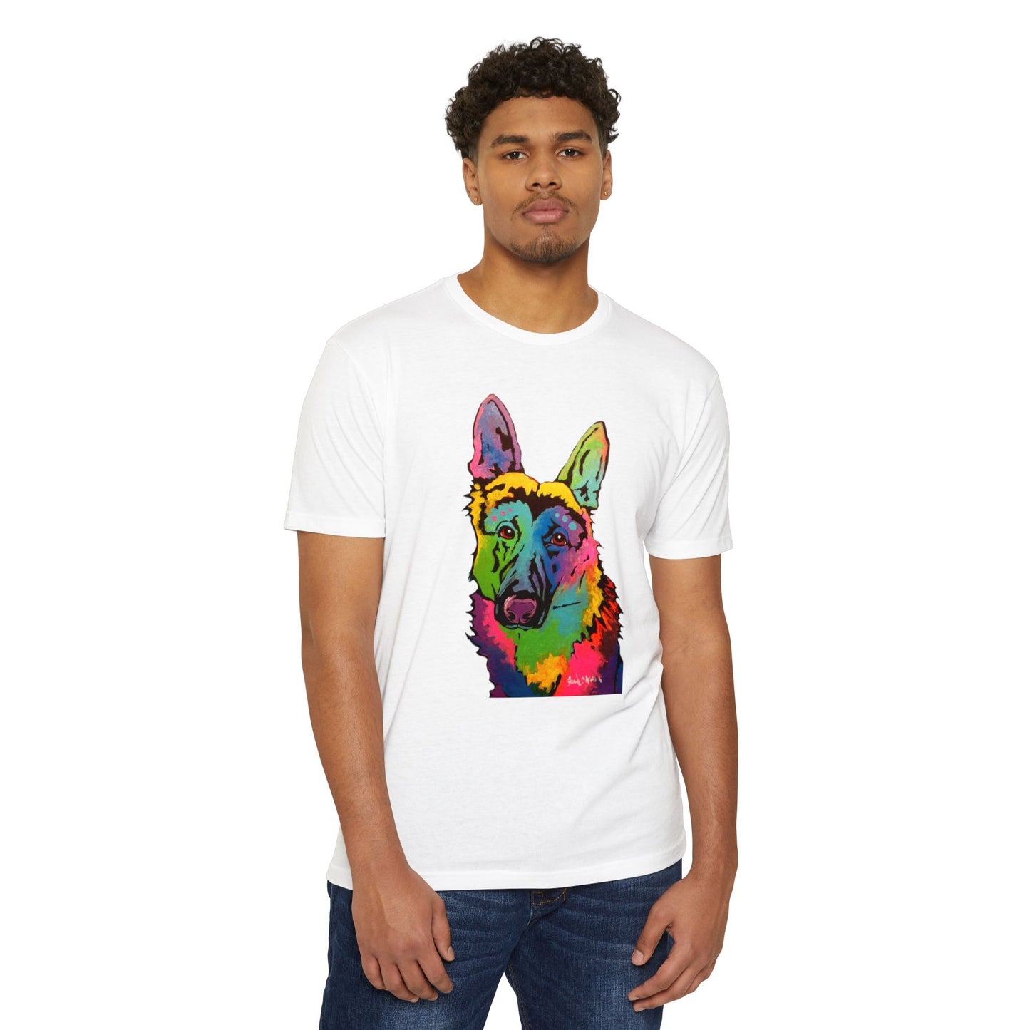 Vibrant Dog Art T-Shirt, Colorful Pet Shirt, Unisex Graphic Tee, Gift for Dog Lovers, Casual Wear featuring artwork by noto the artist