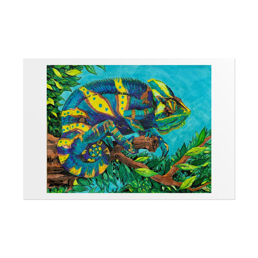 "Blue Chameleon" poster print of artwork by mississippi artist Frank Noto