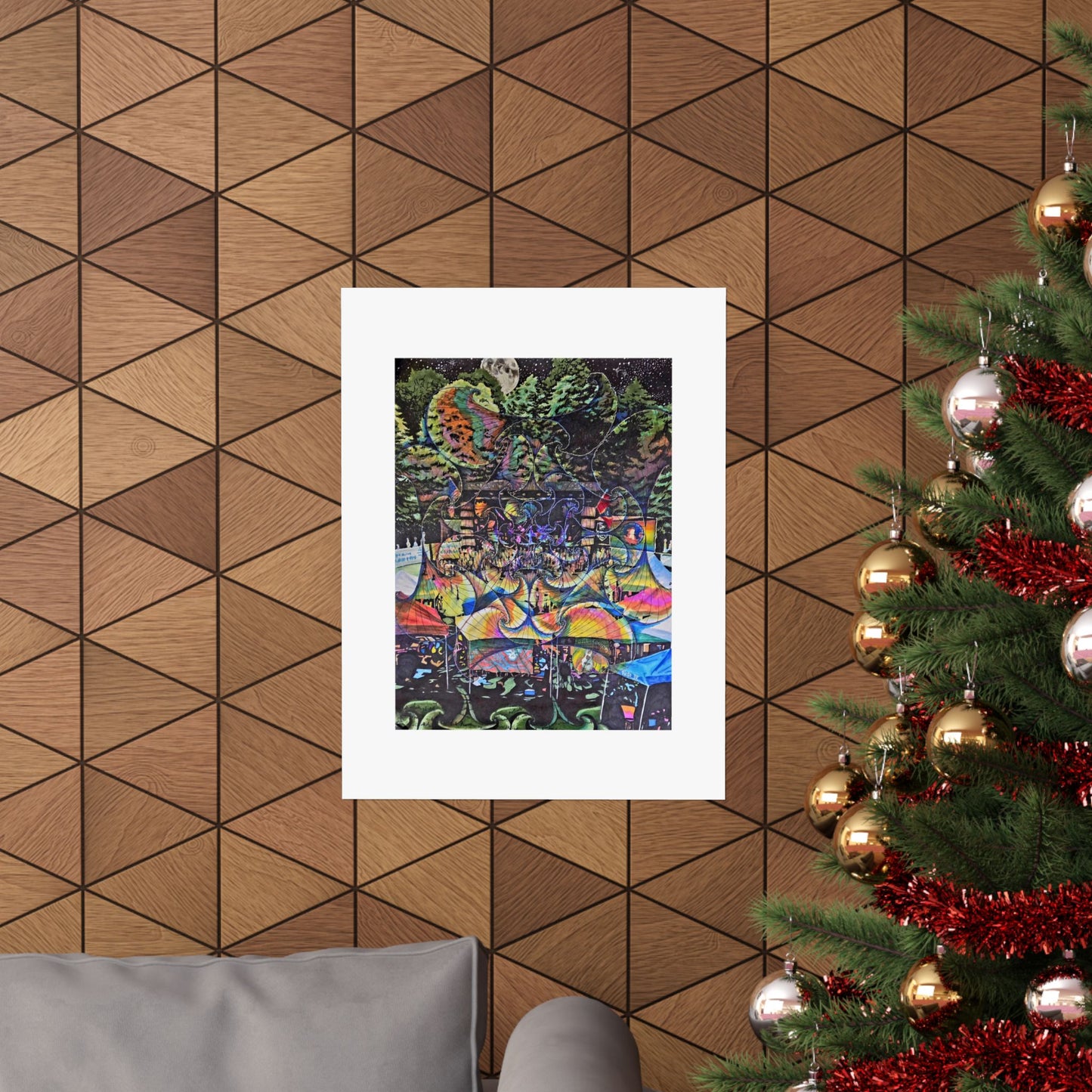 "North Mississippi Hillucination" Psychedelic Nightscape Matte Poster — Surreal Forest & Moon Art Print