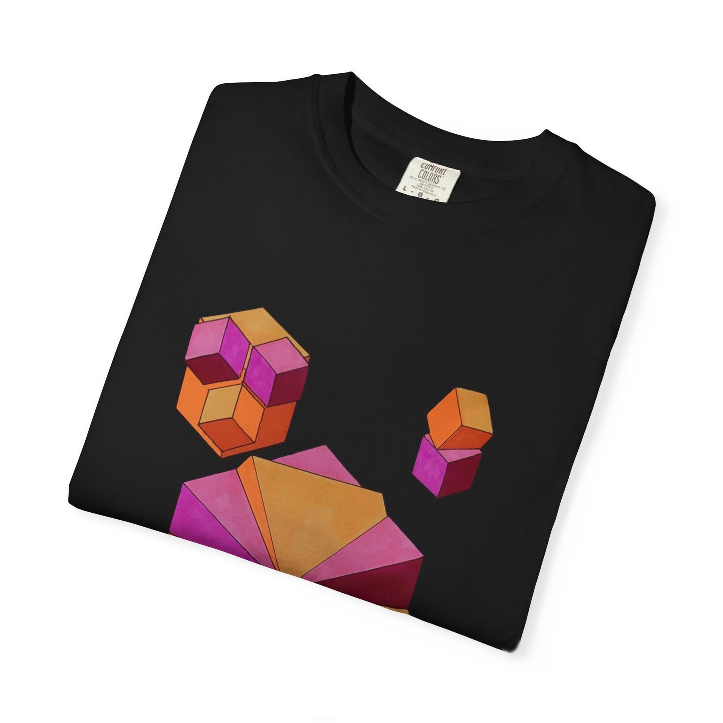 "Merging Cubes" tshirt. Artwork by Noto the Artist. Colorful Geometric T-Shirt, Unisex Casual Wear, Graphic Tee, Fashion for Art Lovers, Unique Gift for Designers