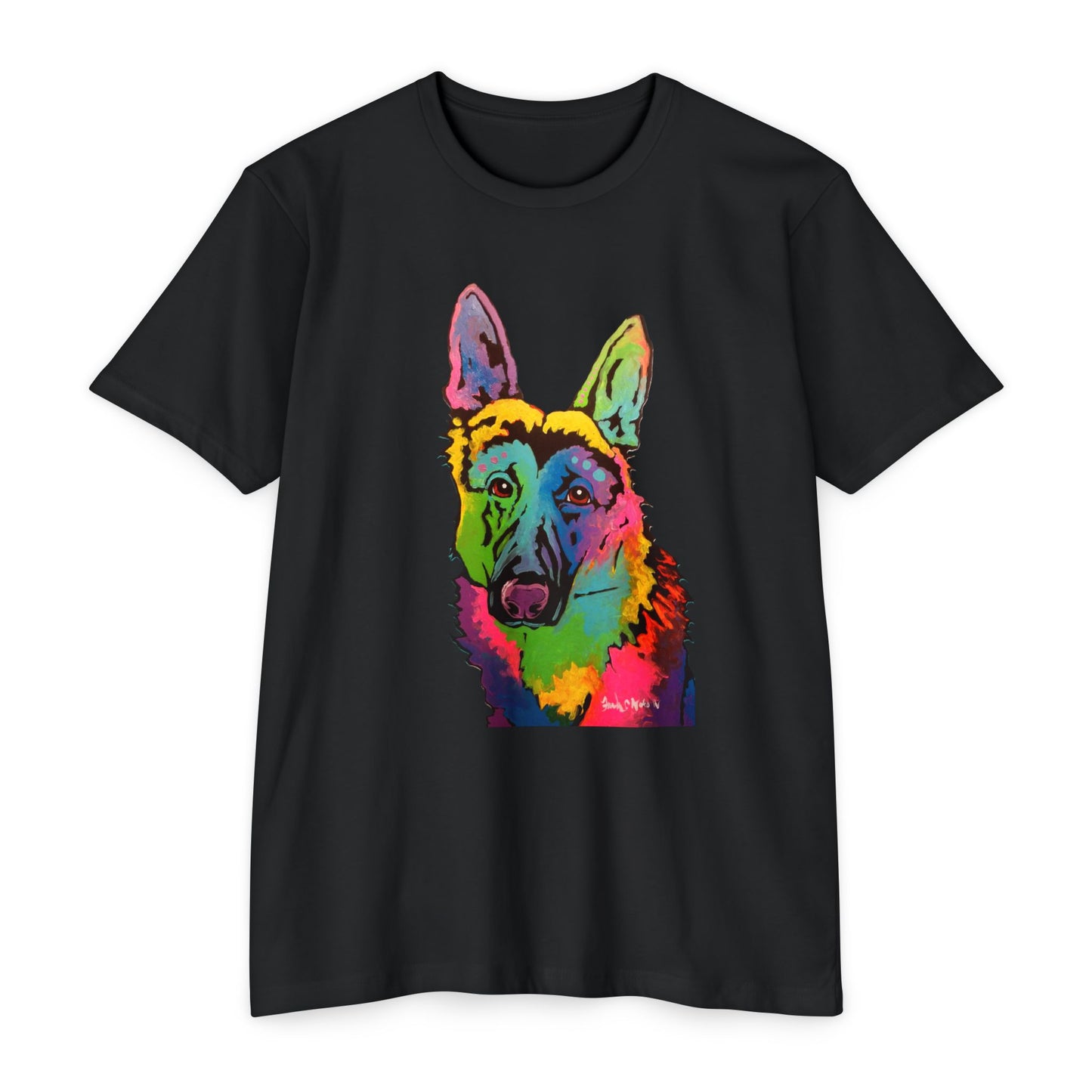 Vibrant Dog Art T-Shirt, Colorful Pet Shirt, Unisex Graphic Tee, Gift for Dog Lovers, Casual Wear featuring artwork by noto the artist