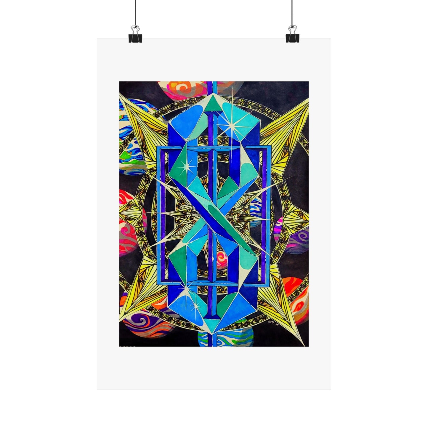 "Infinity" poster print of artwork hand illustrated by Noto the artist.  Vibrant Geometric Art Poster, Colorful Wall Decor, Abstract Home Decoration, Modern Art Print, Unique Gift for Art Lovers