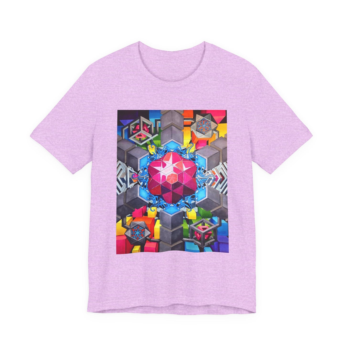 "The Heart of the Machine" T shirt. Geometric Prism Art T-Shirt — Colorful Abstract Sacred Geometry Tee