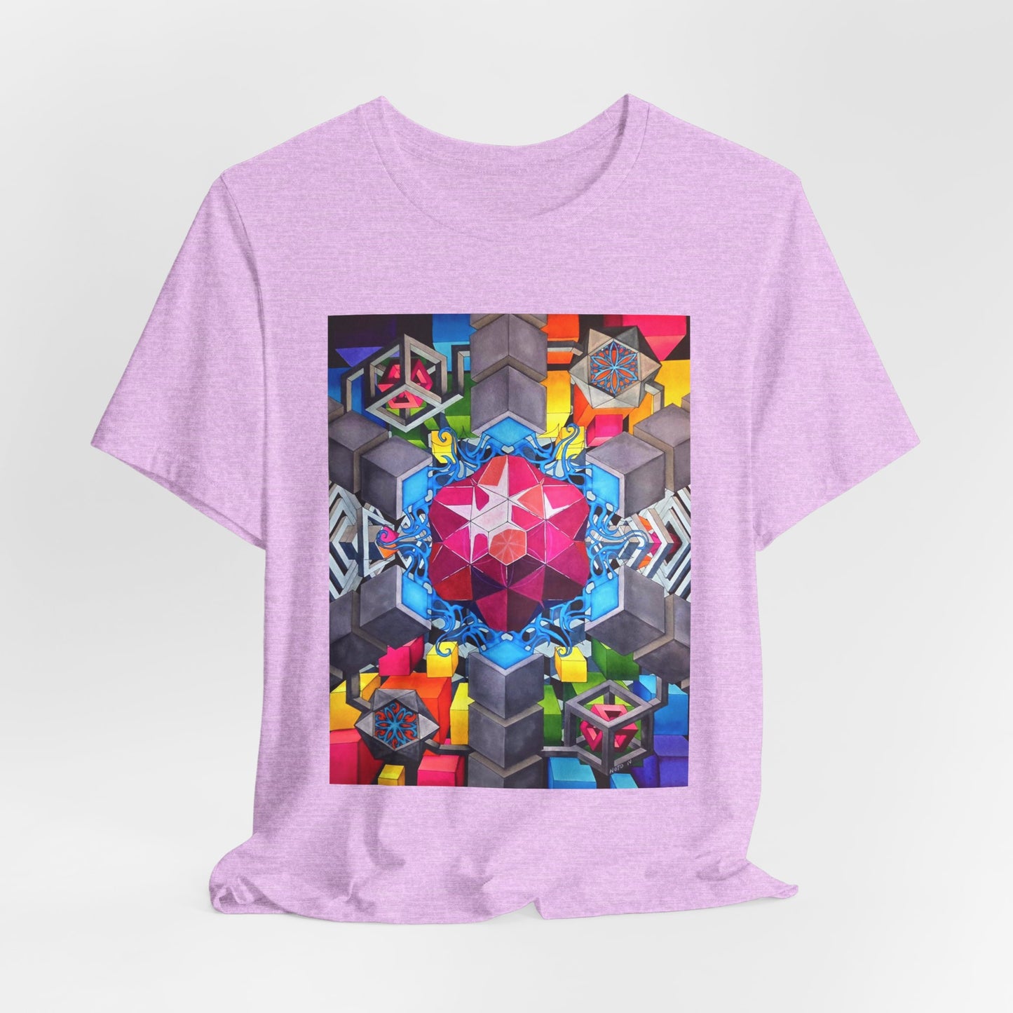 "The Heart of the Machine" T shirt. Geometric Prism Art T-Shirt — Colorful Abstract Sacred Geometry Tee