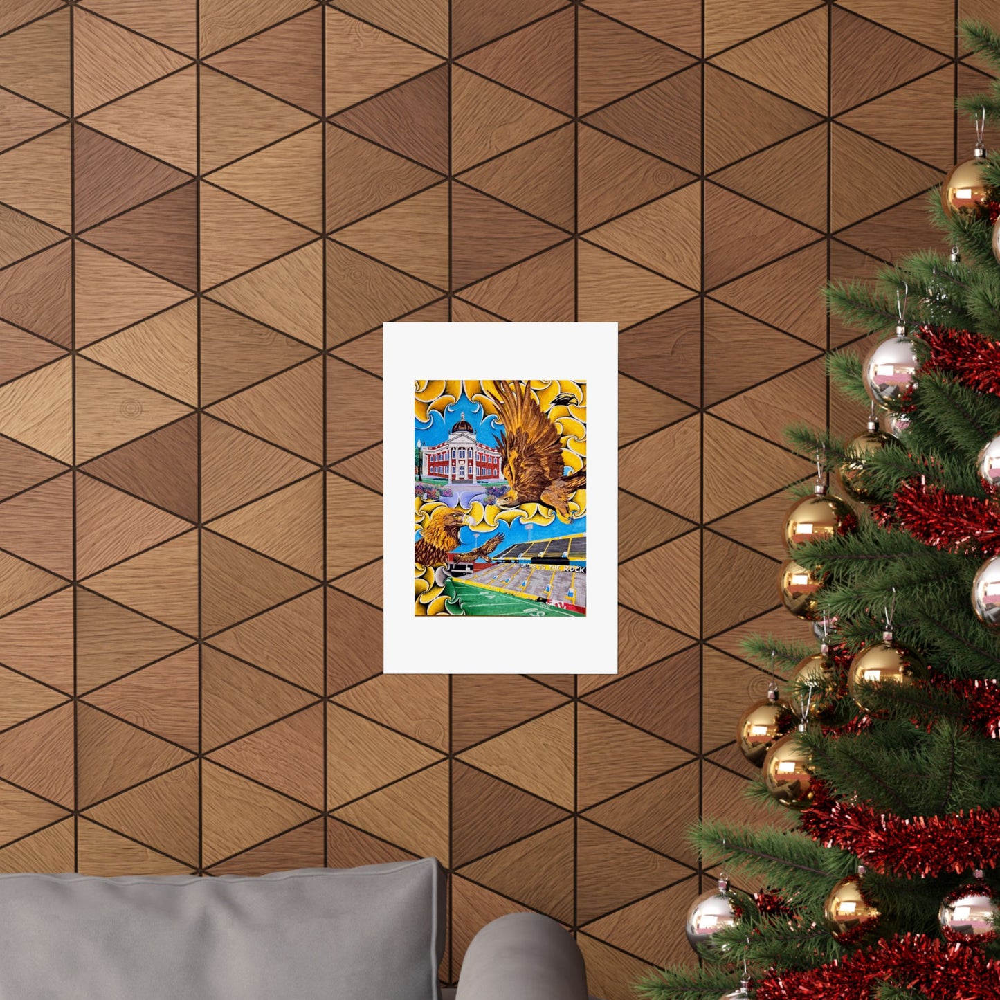 "Black!...Gold!..." Artwork by Frank Noto Eagle Stadium Matte Vertical Poster — Collegiate Campus Art Print