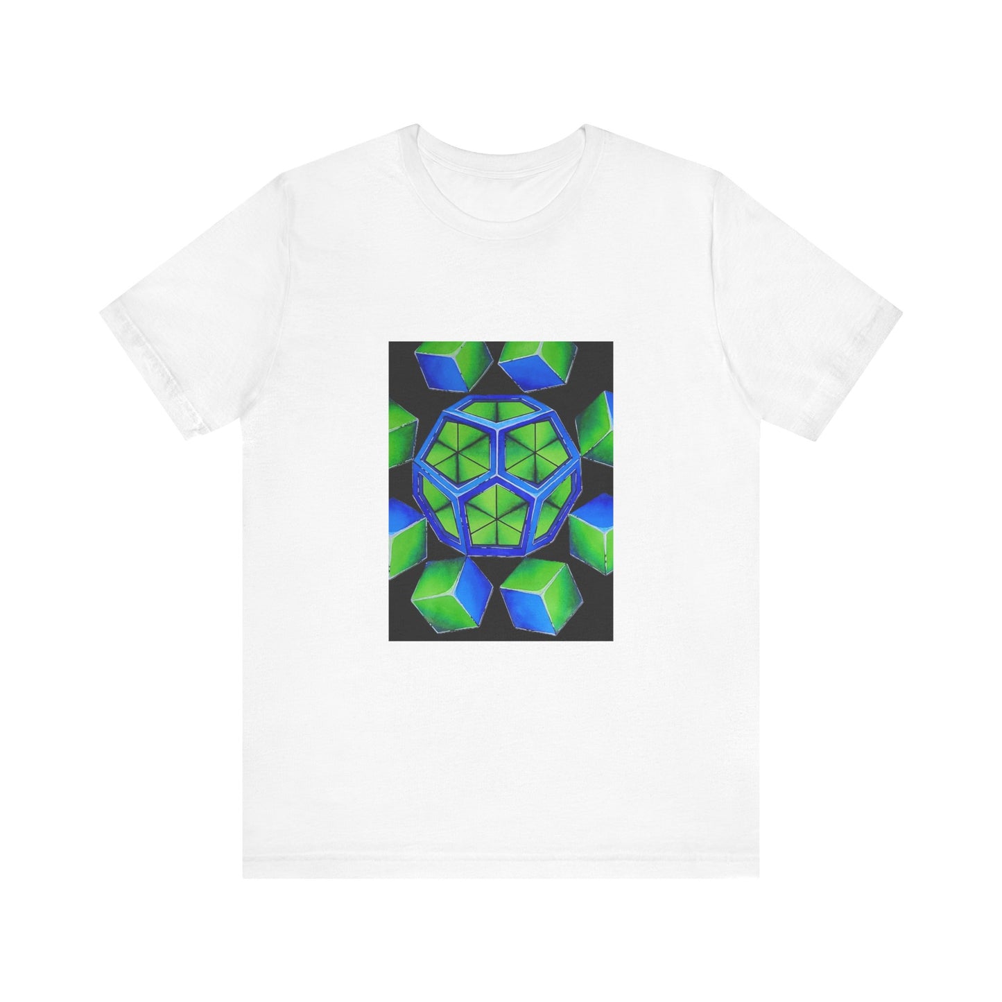 'Dancing Cubes" tshirt featuring illustration by Noto the artist. Vibrant Geometric Design Tee, Unisex Graphic T-Shirt, Summer Fashion, Gift for Art Lovers, Eco-Friendly Casual Wear