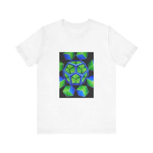 'Dancing Cubes" tshirt featuring illustration by Noto the artist. Vibrant Geometric Design Tee, Unisex Graphic T-Shirt, Summer Fashion, Gift for Art Lovers, Eco-Friendly Casual Wear