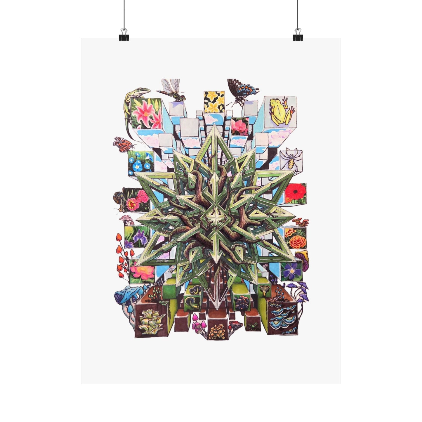 " Particle of an Explosion of Nature" Botanical Geometric Poster — Succulent Star Matte Vertical Wall Art