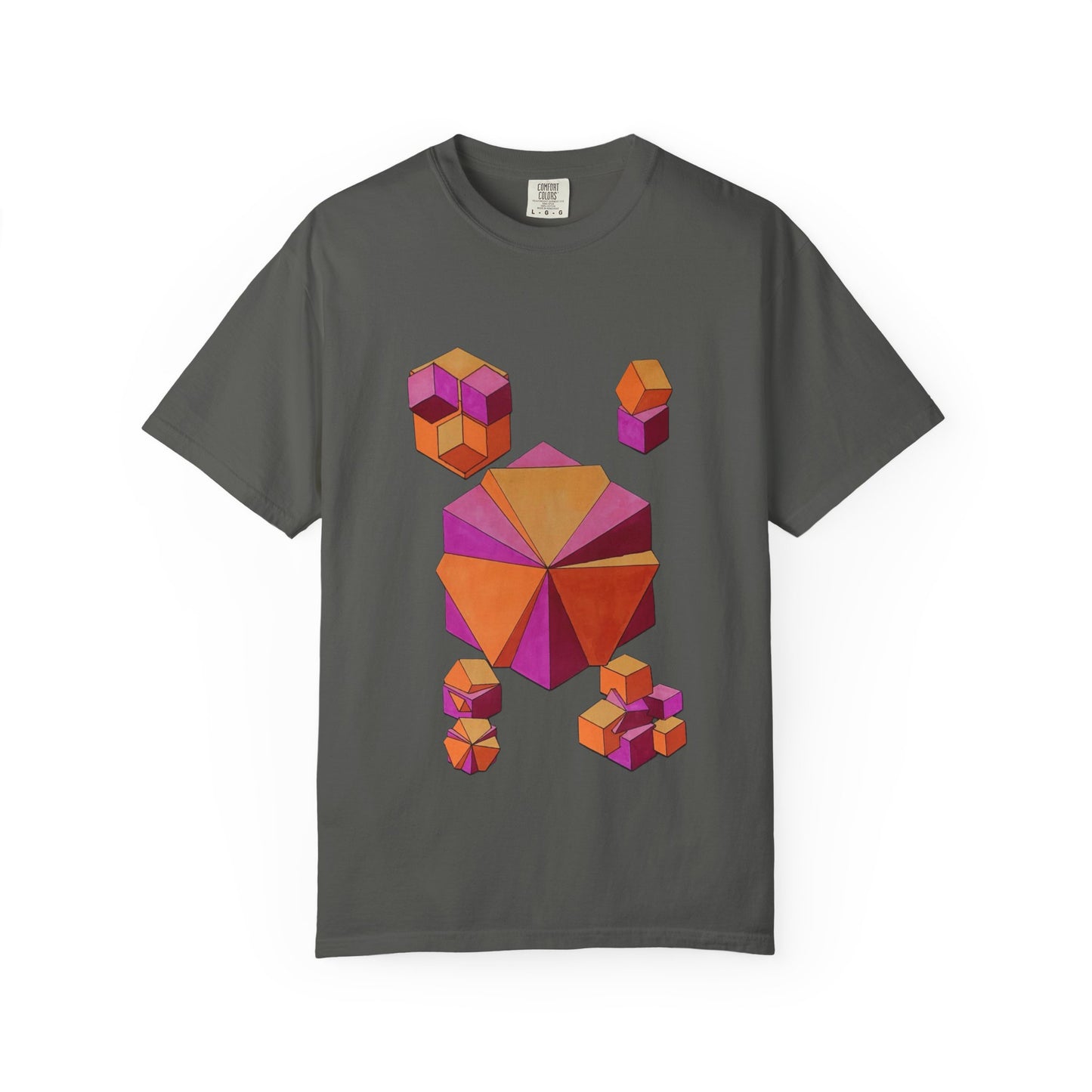 "Merging Cubes" tshirt.  Artwork by Noto the Artist. Colorful Geometric T-Shirt, Unisex Casual Wear, Graphic Tee, Fashion for Art Lovers, Unique Gift for Designers
