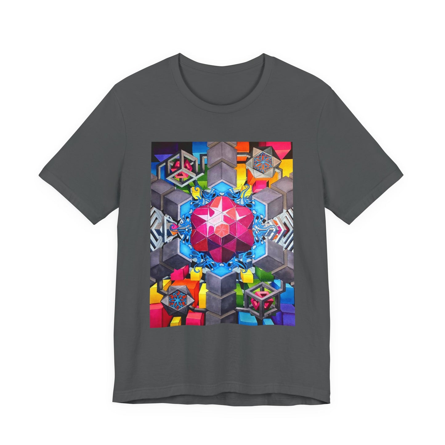 "The Heart of the Machine" T shirt. Geometric Prism Art T-Shirt — Colorful Abstract Sacred Geometry Tee