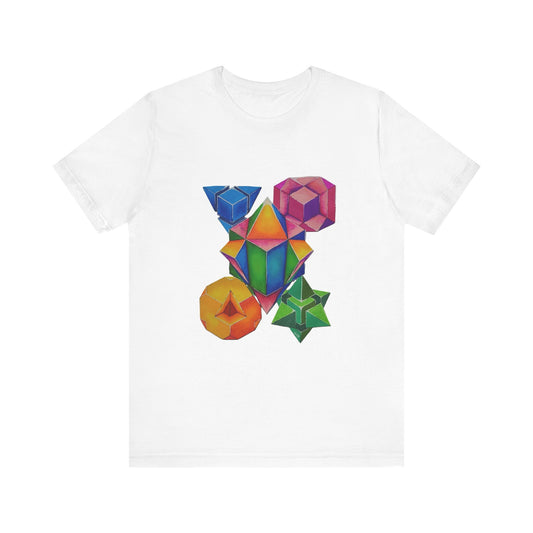 "Colors Merge" atwork by Noto the Artist. Colorful Geometric Tee - Unisex Jersey Short Sleeve Shirt, Vibrant T-Shirt for Art Lovers, Unique Graphic Tee, Casual Wear, Gift for Friends