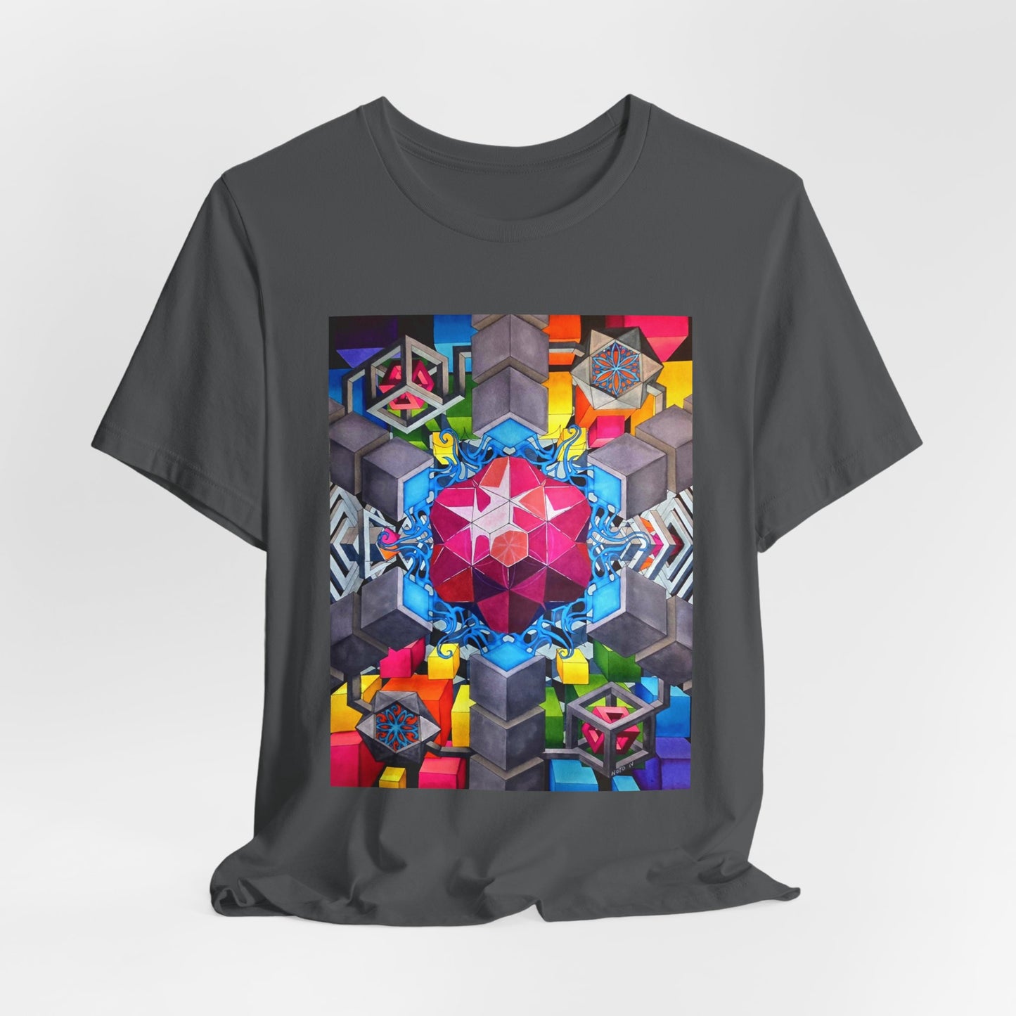 "The Heart of the Machine" T shirt. Geometric Prism Art T-Shirt — Colorful Abstract Sacred Geometry Tee