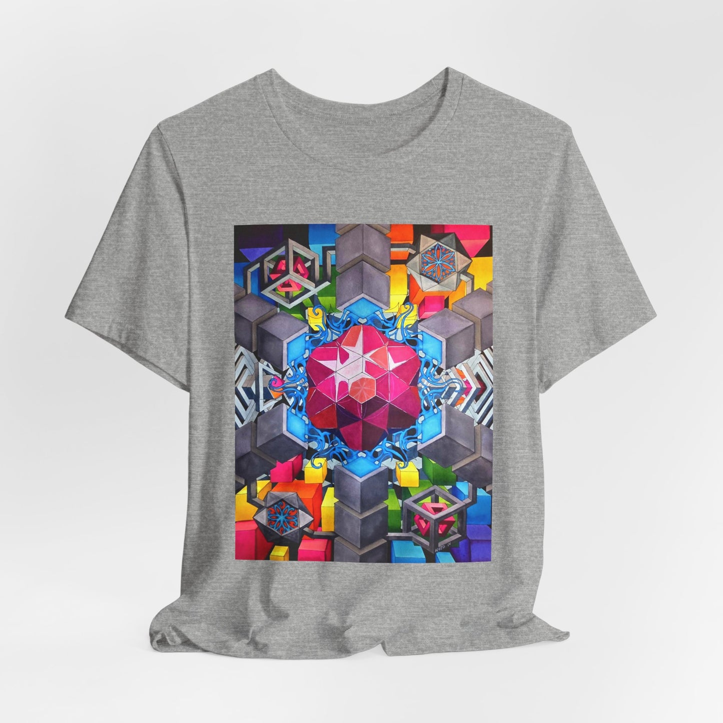 "The Heart of the Machine" T shirt. Geometric Prism Art T-Shirt — Colorful Abstract Sacred Geometry Tee