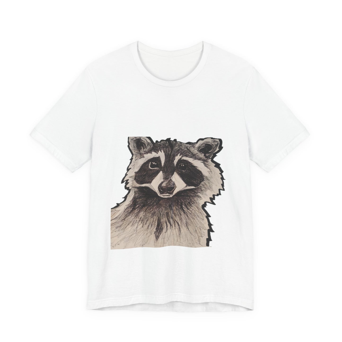 "Nosy Raccoon" illustrated by Noto the Artist. Raccoon Graphic Tee, Unisex Jersey Short Sleeve Shirt, Nature Lover Gift, Casual Wear, Wildlife Appreciation, Eco-Friendly Fashion