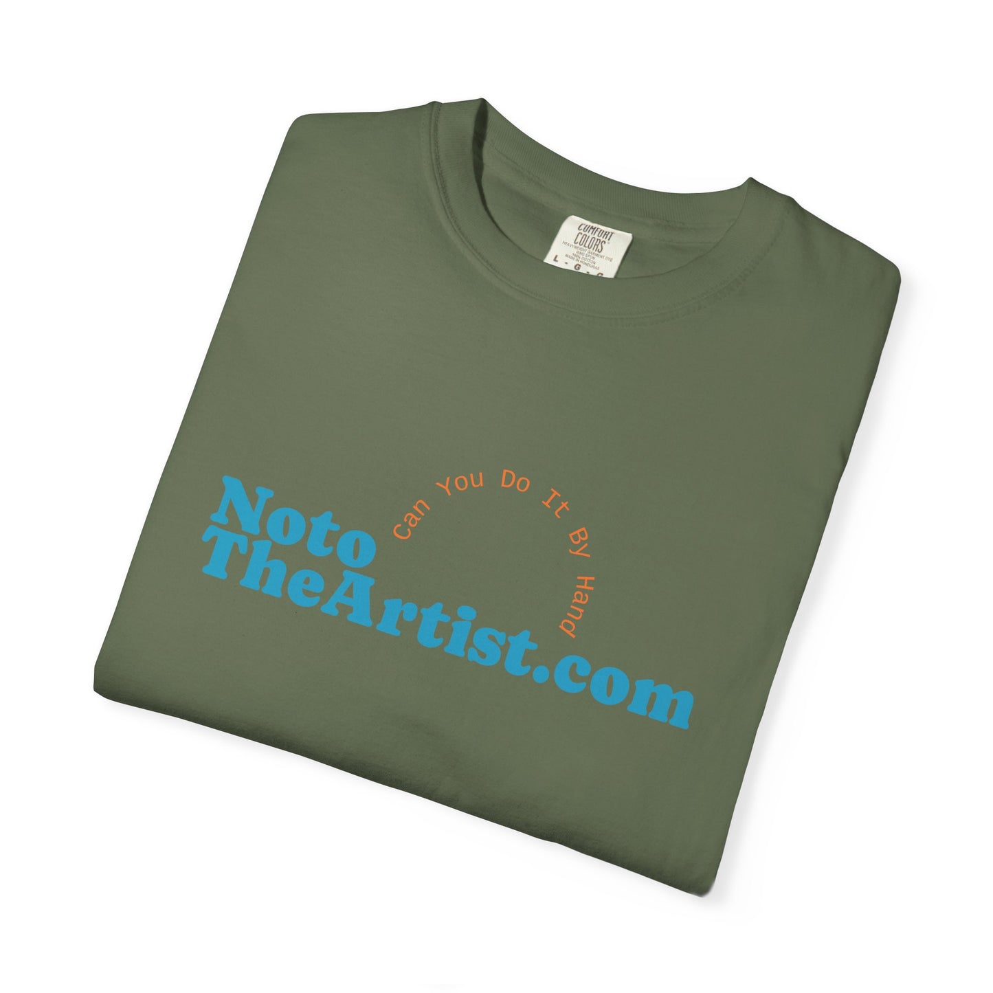 Garment-Dyed T-Shirt with Artwork by Noto the Artist "Blue Chameleon".  From 0riginal hand drawn work by mississppi artist Frank Noto