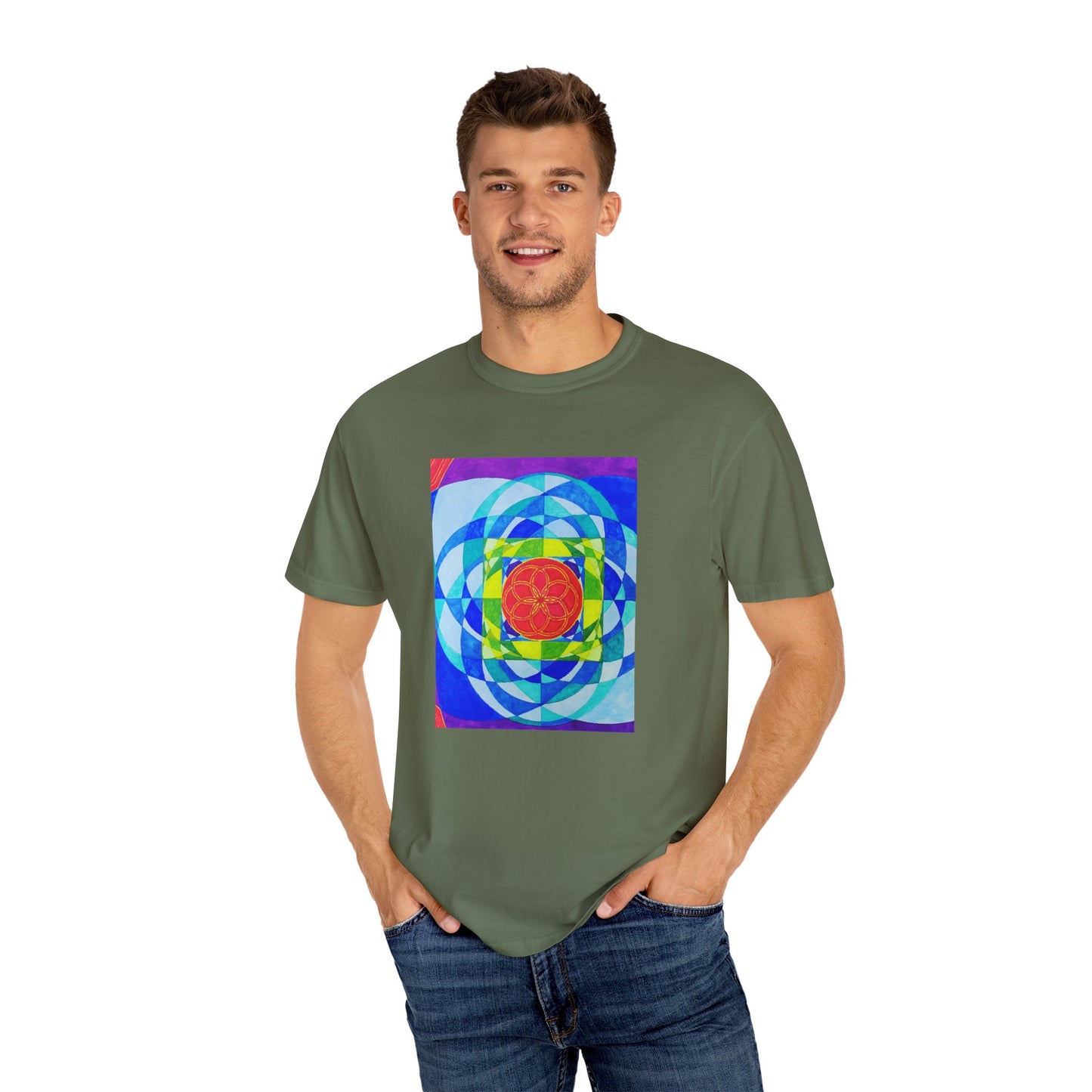 Squared Circle T-Shirt -Artwork by F Noto. Colorful Art Tee for Creative Souls, Gifts, Casual Wear, Art Enthusiasts, Festivals