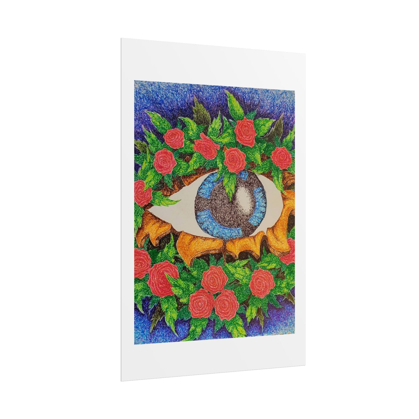 "Eye of the Roses"  Poster print of Artwork by Mississippi artist Frank Noto.  This is a print of the original hand drawn ink art.