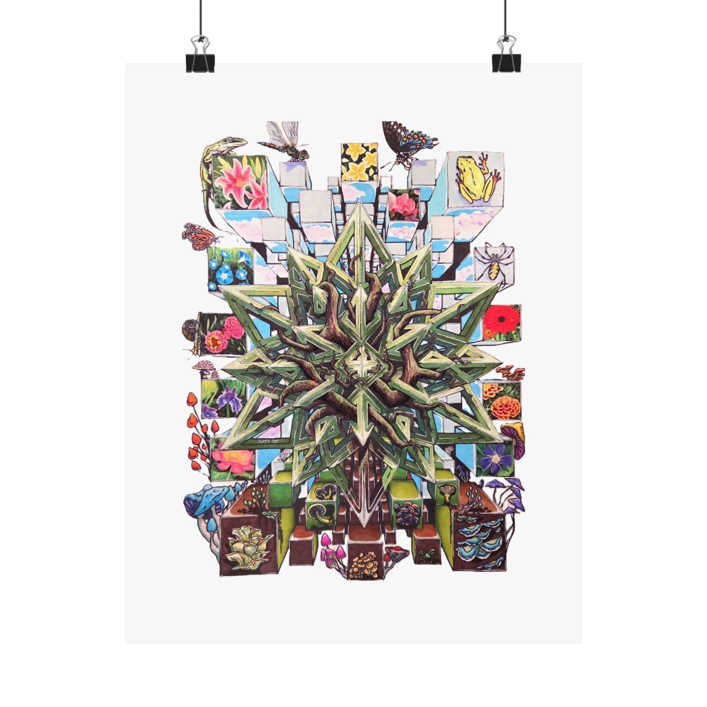 " Particle of an Explosion of Nature" Botanical Geometric Poster — Succulent Star Matte Vertical Wall Art