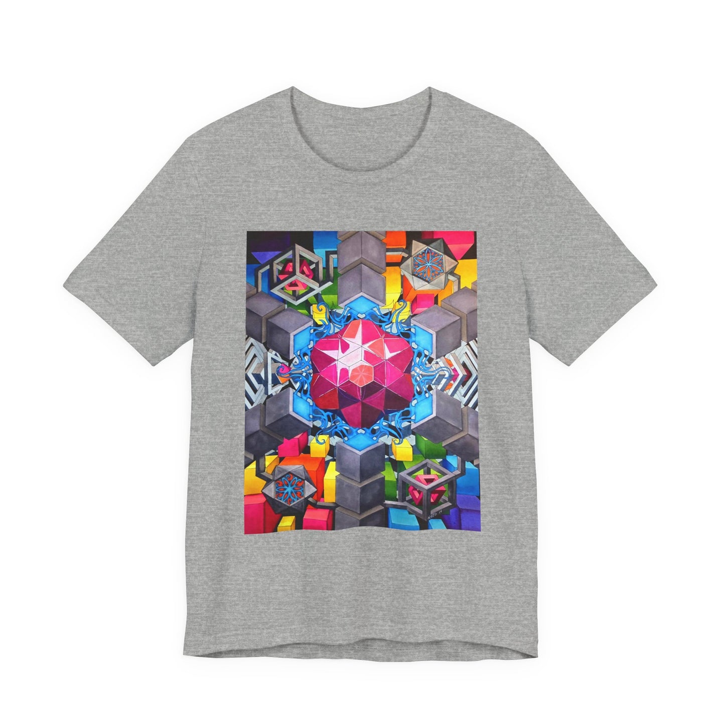 "The Heart of the Machine" T shirt. Geometric Prism Art T-Shirt — Colorful Abstract Sacred Geometry Tee