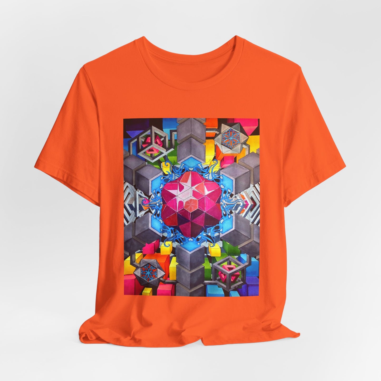"The Heart of the Machine" T shirt. Geometric Prism Art T-Shirt — Colorful Abstract Sacred Geometry Tee