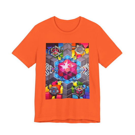 "The Heart of the Machine" T shirt. Geometric Prism Art T-Shirt — Colorful Abstract Sacred Geometry Tee