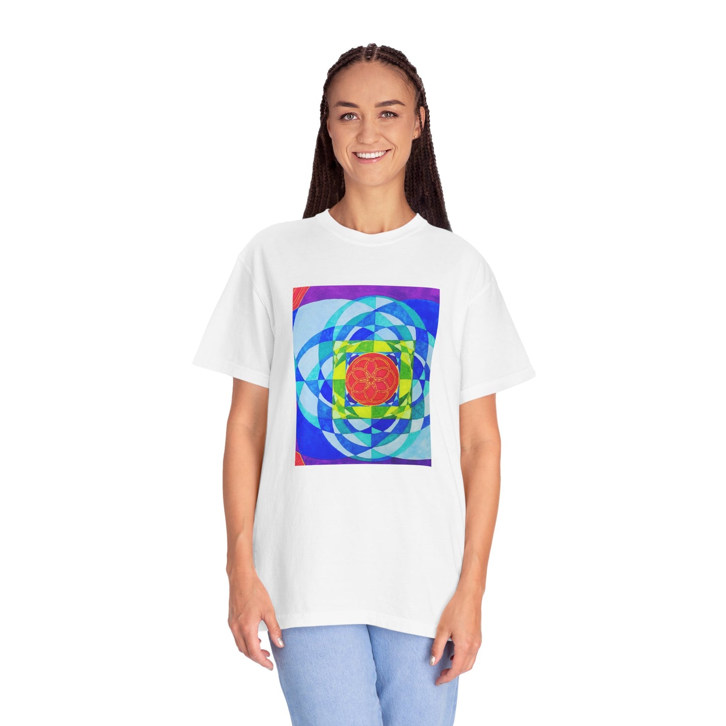 Squared Circle T-Shirt -Artwork by F Noto. Colorful Art Tee for Creative Souls, Gifts, Casual Wear, Art Enthusiasts, Festivals