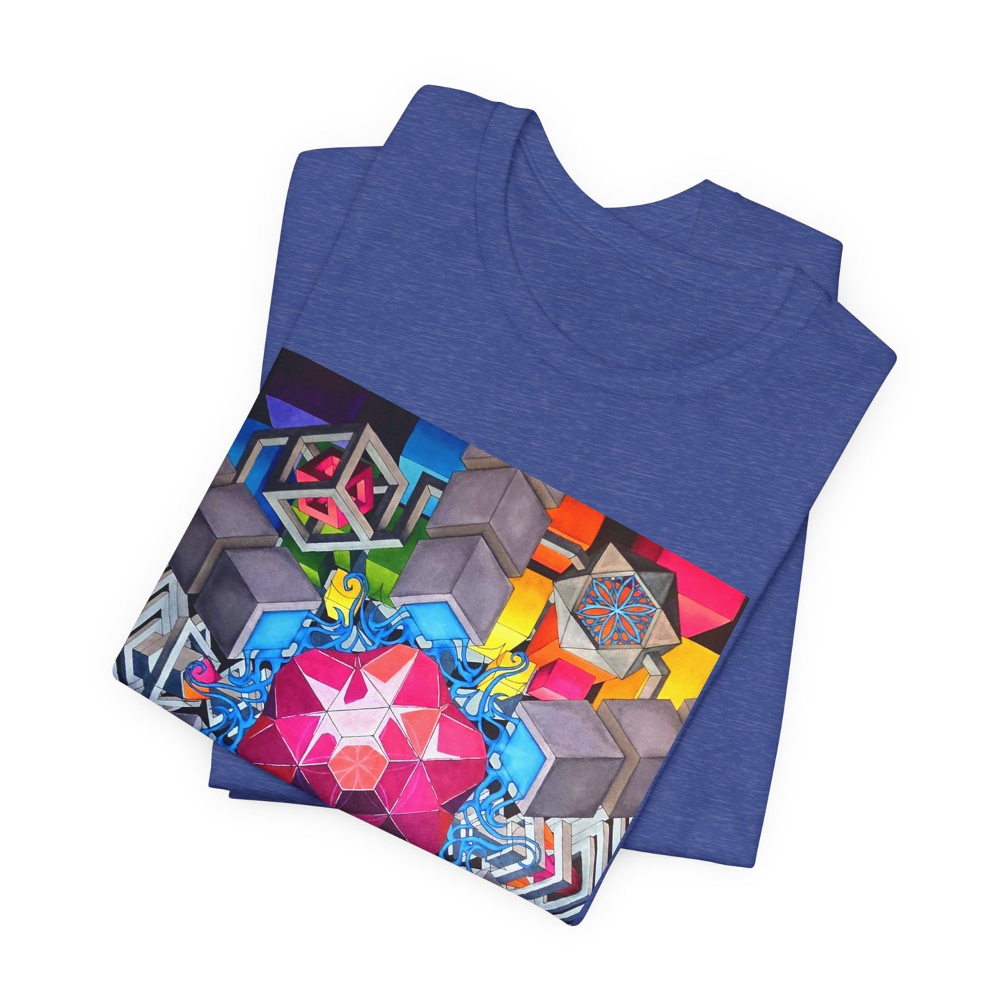 "The Heart of the Machine" T shirt. Geometric Prism Art T-Shirt — Colorful Abstract Sacred Geometry Tee