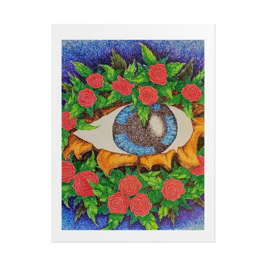 "Eye of the Roses"  Poster print of Artwork by Mississippi artist Frank Noto.  This is a print of the original hand drawn ink art.