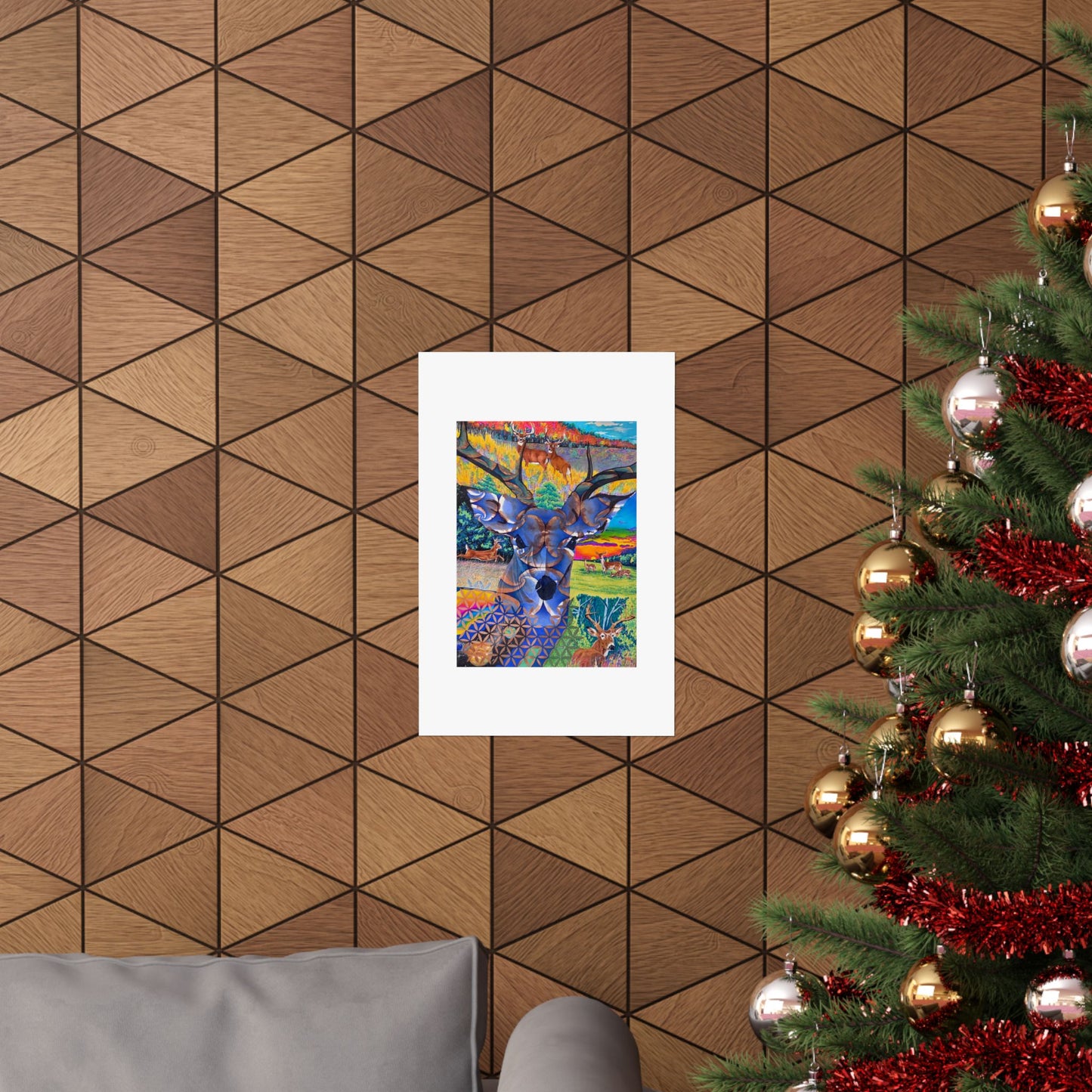 "White-tailed Dream" poster print by Frank Noto Deer Collage Matte Vertical Poster — Colorful Wildlife Art Print