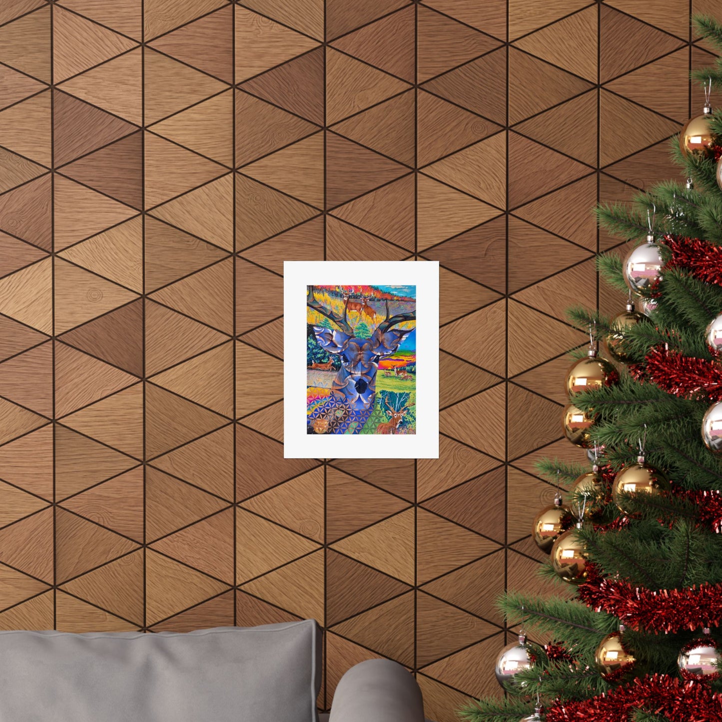 "White-tailed Dream" poster print by Frank Noto Deer Collage Matte Vertical Poster — Colorful Wildlife Art Print