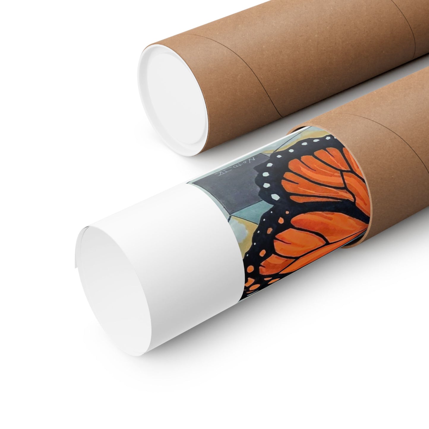 "Echoes of a Butterfly's wings" Butterfly Art Poster — Blue & Orange Monarch Matte Vertical Print