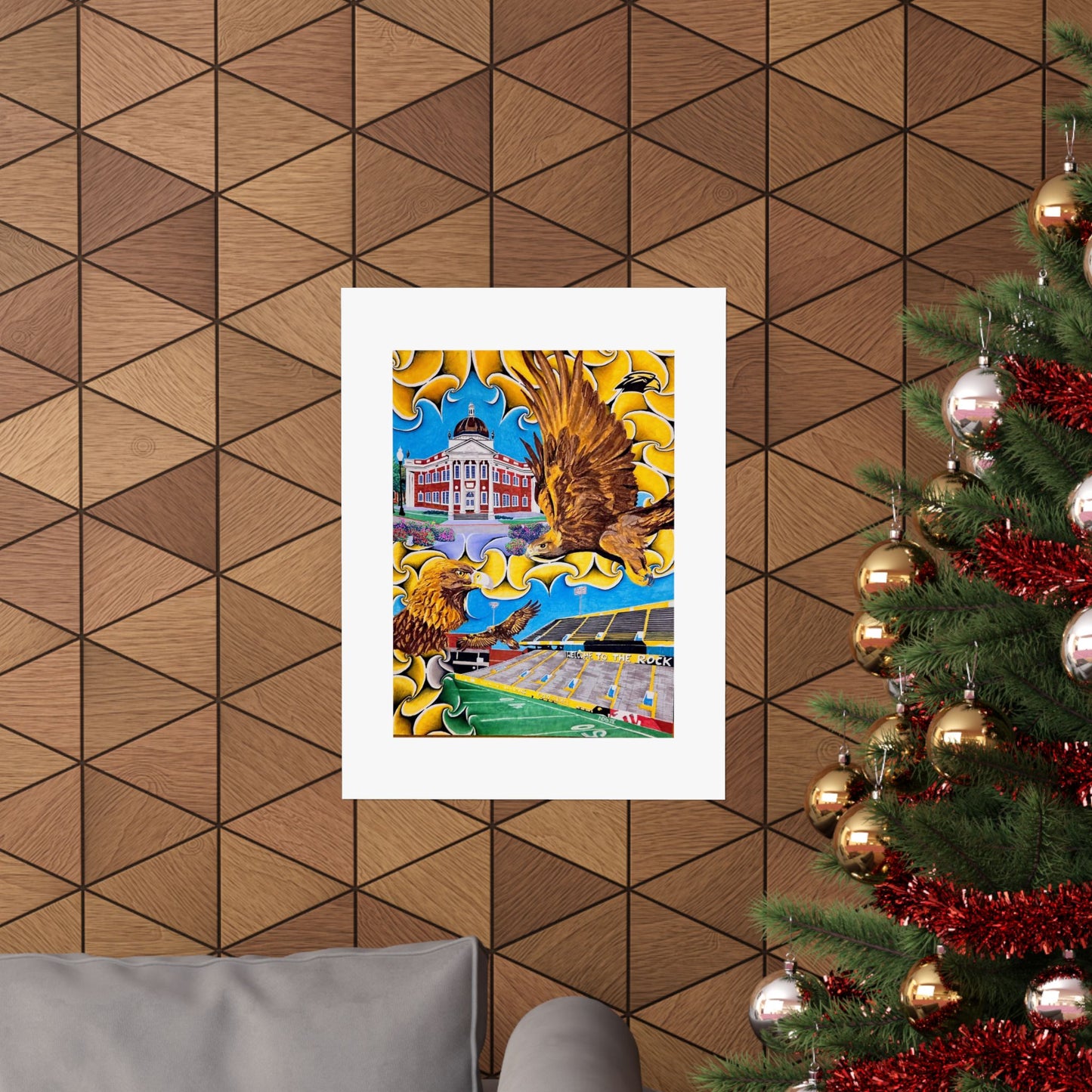 "Black!...Gold!..." Artwork by Frank Noto Eagle Stadium Matte Vertical Poster — Collegiate Campus Art Print