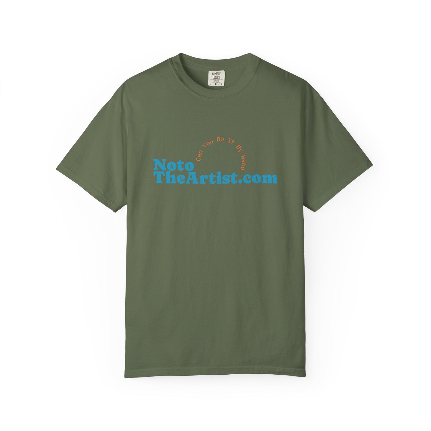 Garment-Dyed T-Shirt with Artwork by Noto the Artist "Blue Chameleon".  From 0riginal hand drawn work by mississppi artist Frank Noto