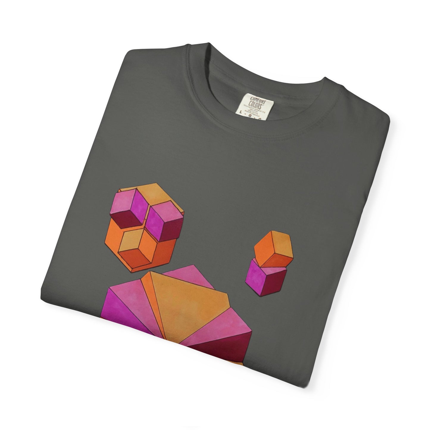 "Merging Cubes" tshirt.  Artwork by Noto the Artist. Colorful Geometric T-Shirt, Unisex Casual Wear, Graphic Tee, Fashion for Art Lovers, Unique Gift for Designers