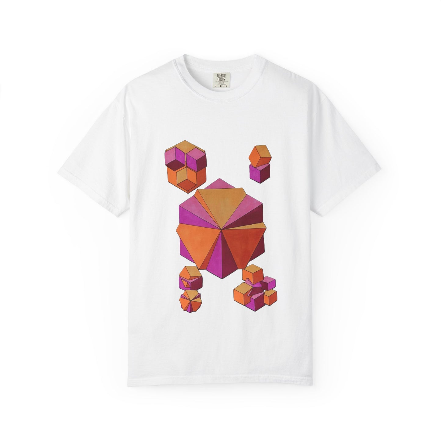 "Merging Cubes" tshirt.  Artwork by Noto the Artist. Colorful Geometric T-Shirt, Unisex Casual Wear, Graphic Tee, Fashion for Art Lovers, Unique Gift for Designers