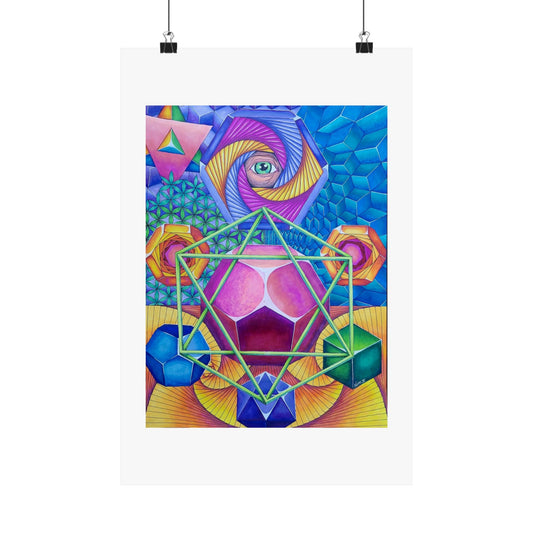 "The Lattice" print of an original illustration by Noto the Artist. Vibrant Geometric Wall Art Print, Boho Home Decor, Colorful Poster for Living Room, Gift for Art Lovers, Abstract Colourful Poster