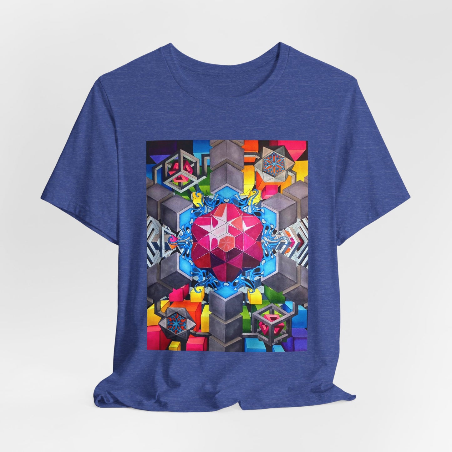"The Heart of the Machine" T shirt. Geometric Prism Art T-Shirt — Colorful Abstract Sacred Geometry Tee