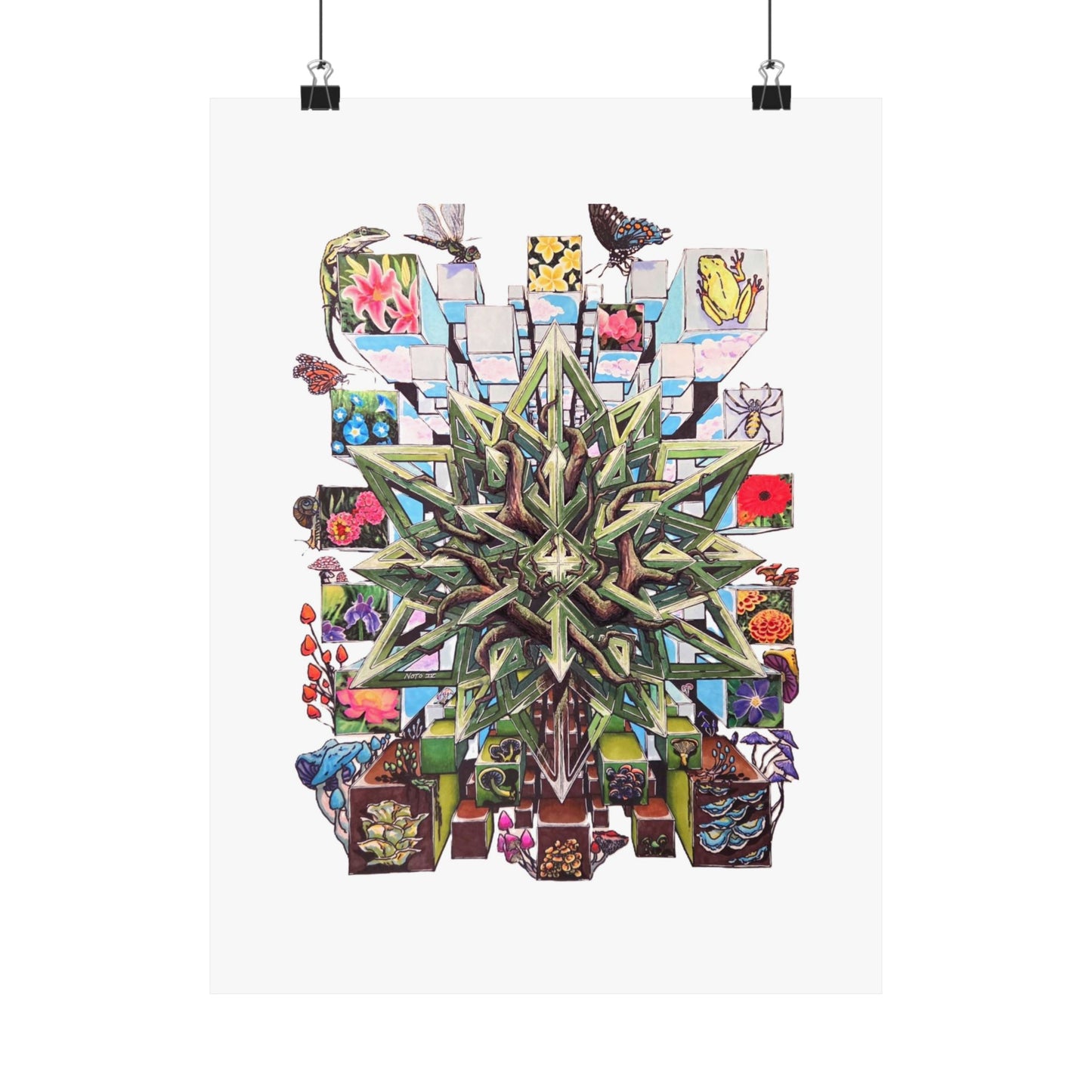 " Particle of an Explosion of Nature" Botanical Geometric Poster — Succulent Star Matte Vertical Wall Art