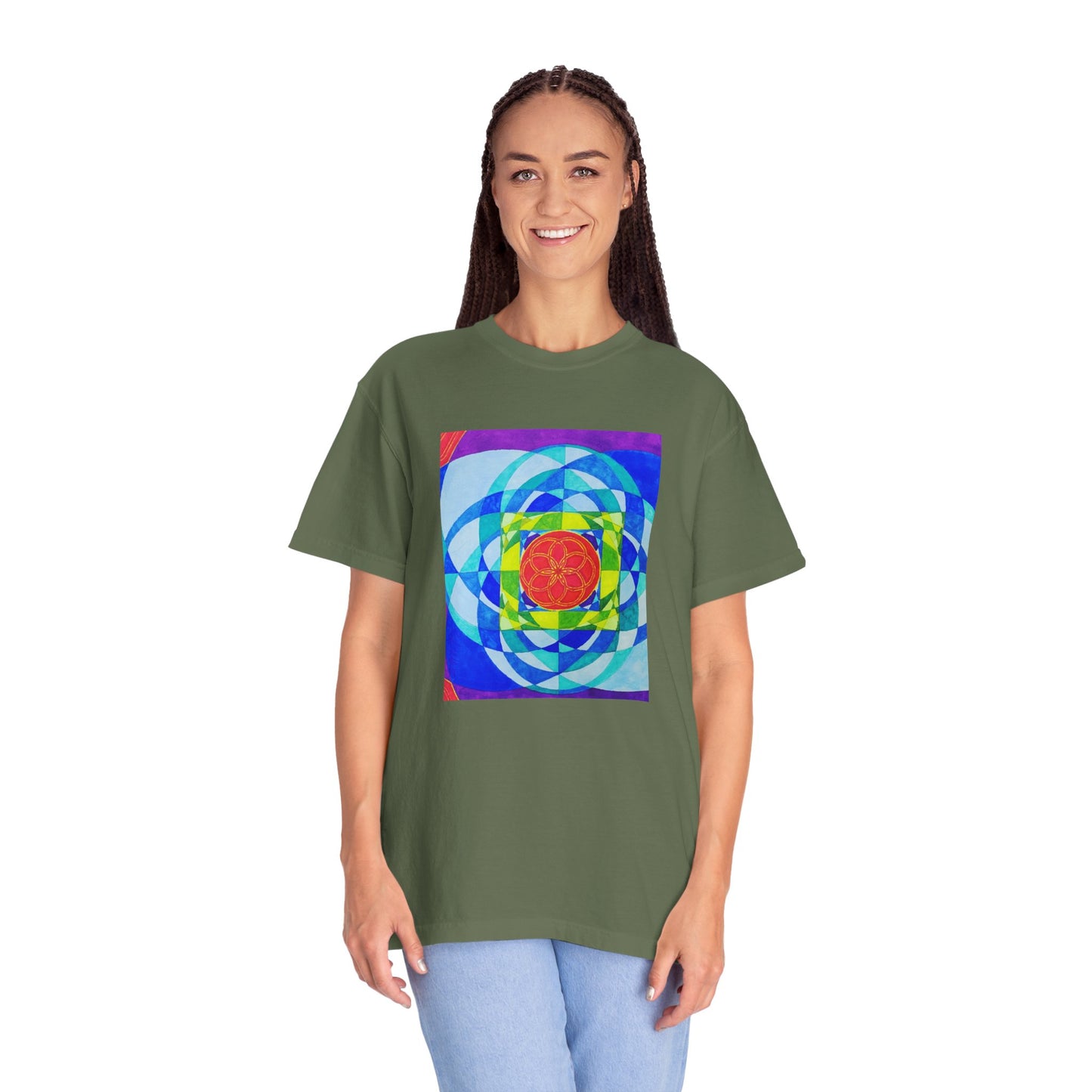 Squared Circle T-Shirt -Artwork by F Noto. Colorful Art Tee for Creative Souls, Gifts, Casual Wear, Art Enthusiasts, Festivals