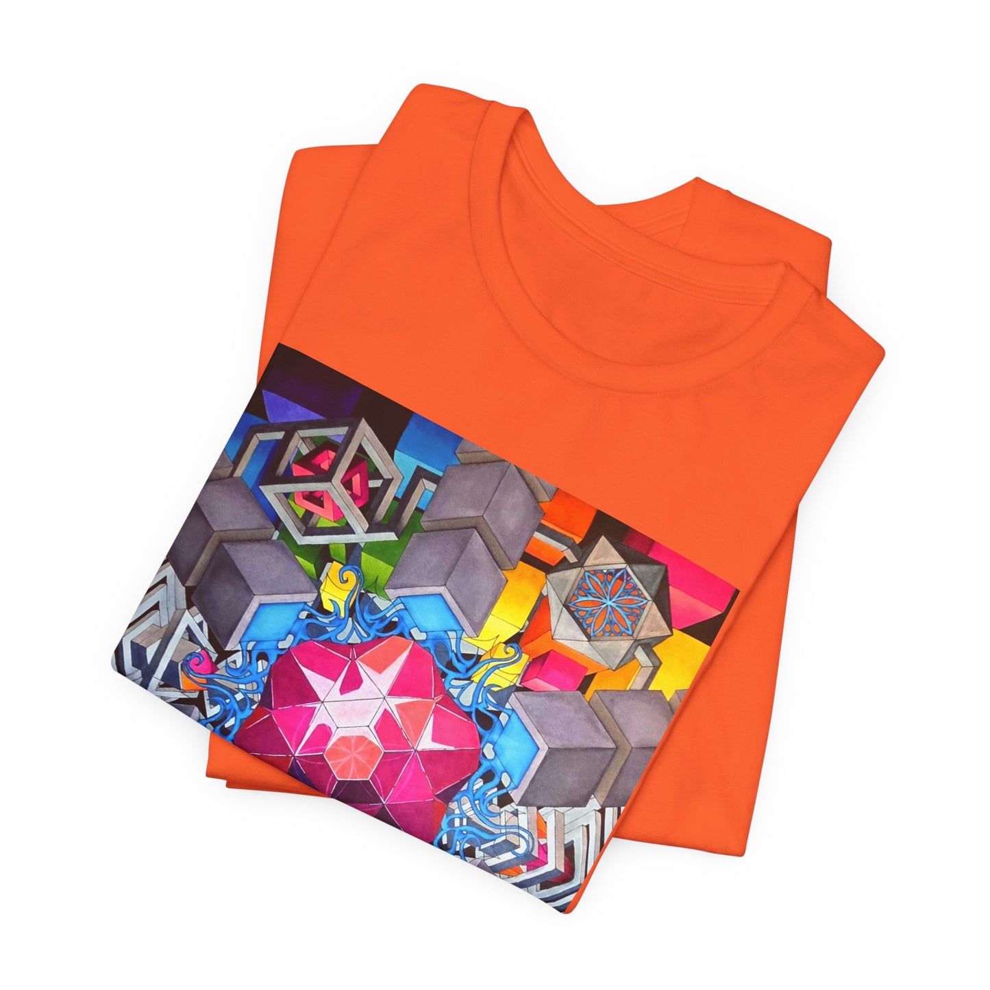"The Heart of the Machine" T shirt. Geometric Prism Art T-Shirt — Colorful Abstract Sacred Geometry Tee
