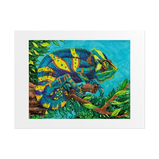 "Blue Chameleon" poster print of artwork by mississippi artist Frank Noto