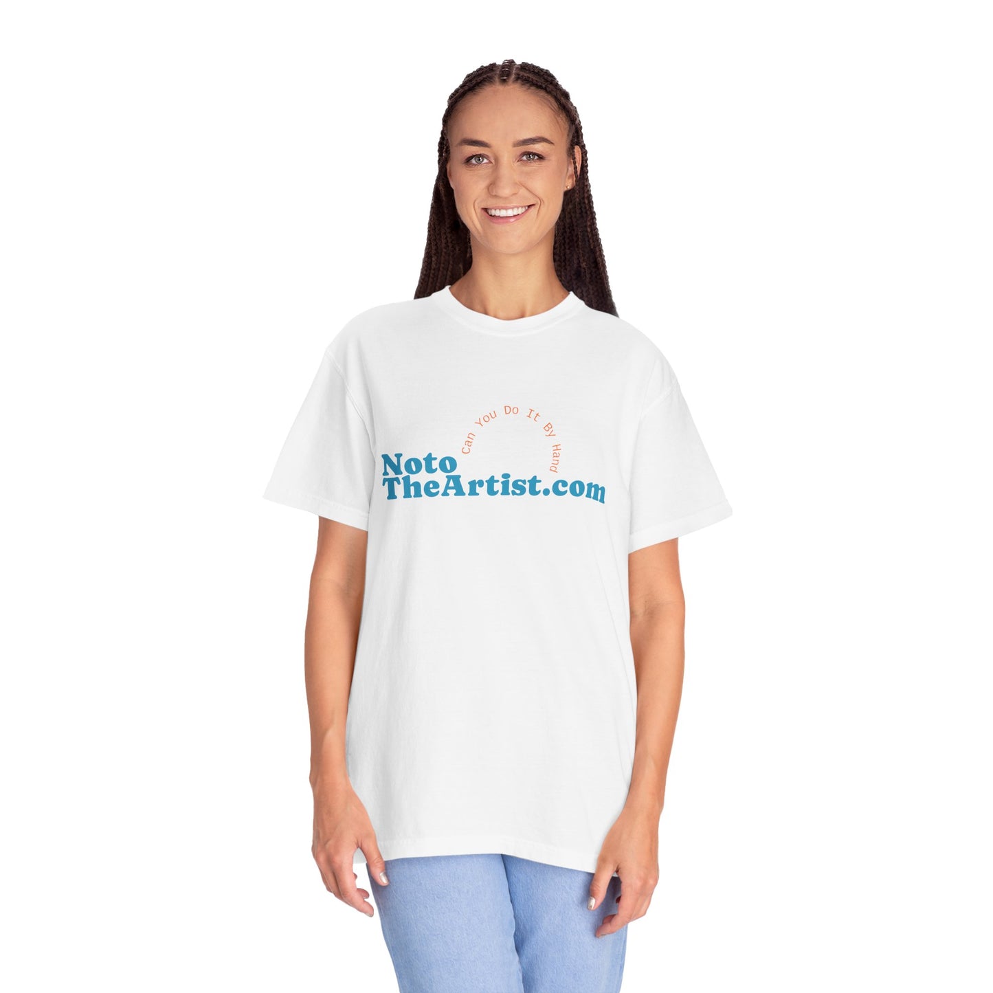 Garment-Dyed T-Shirt with Artwork by Noto the Artist "Blue Chameleon".  From 0riginal hand drawn work by mississppi artist Frank Noto