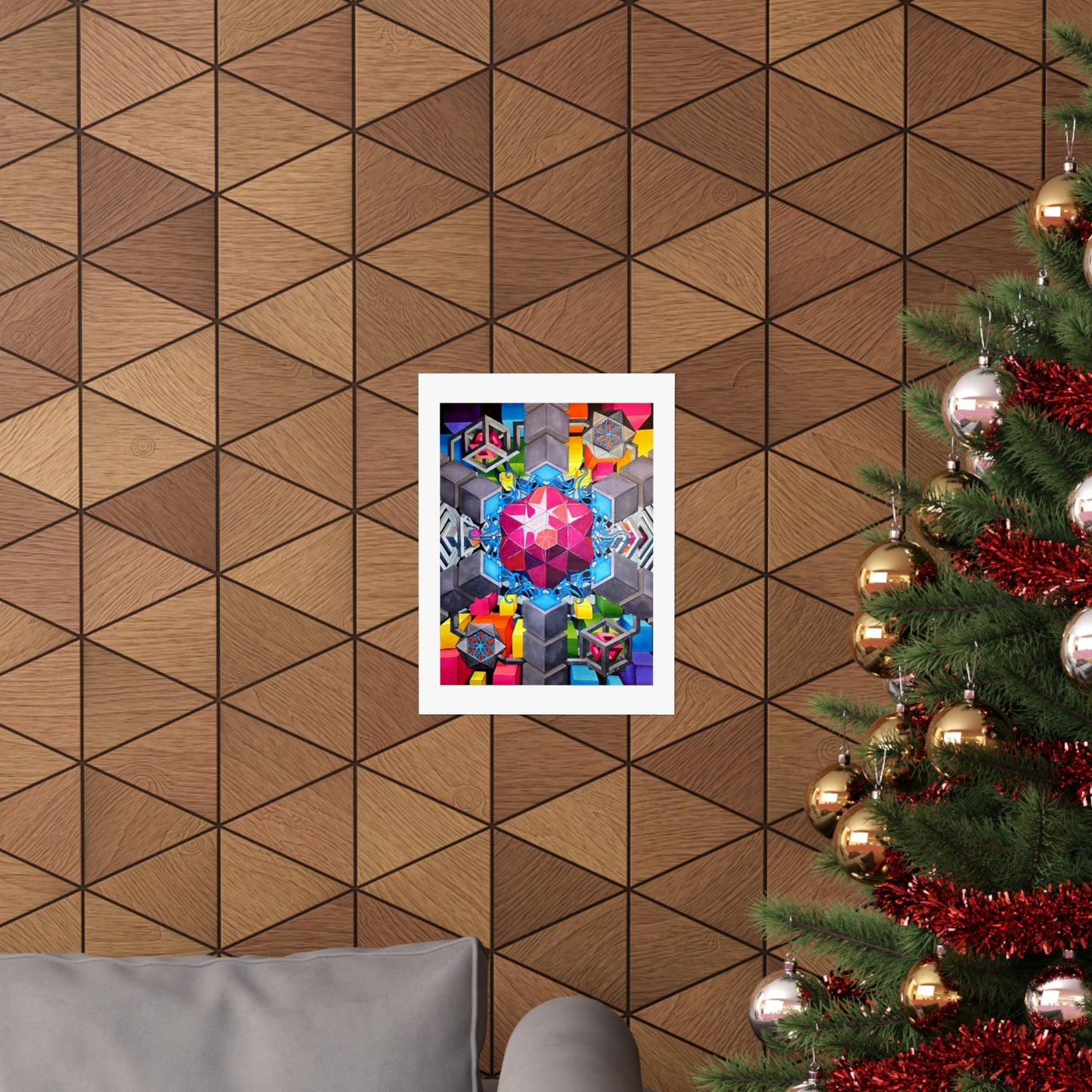 "The Heart of the Machine" poster print Geometric Kaleidoscope Matte Poster — Vibrant Abstract Wall Art