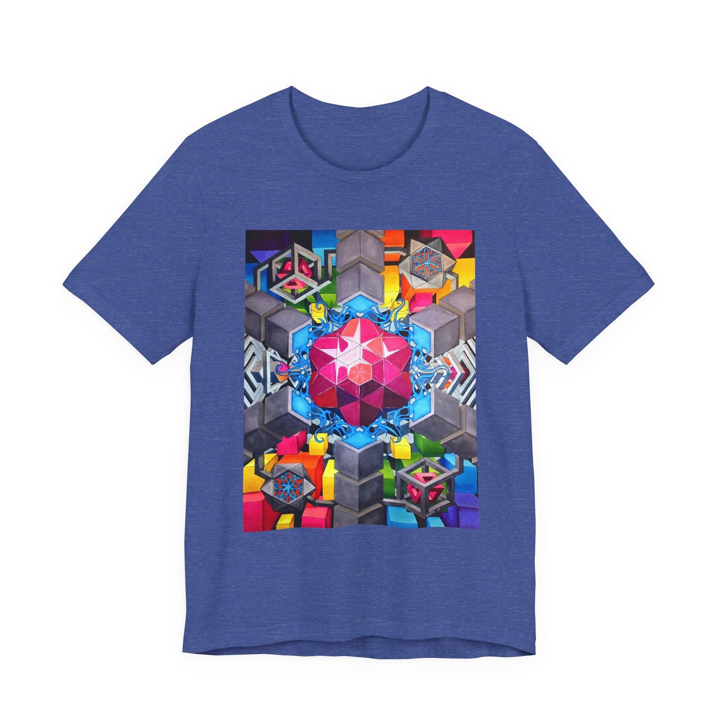 "The Heart of the Machine" T shirt. Geometric Prism Art T-Shirt — Colorful Abstract Sacred Geometry Tee