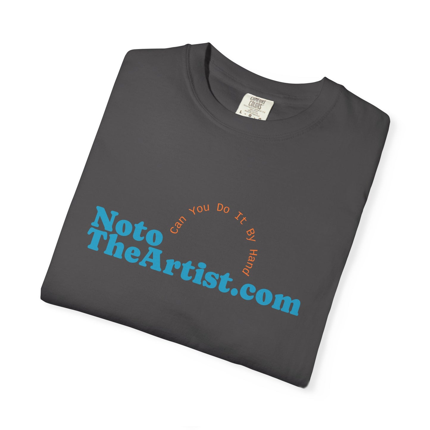 Garment-Dyed T-Shirt with Artwork by Noto the Artist "Blue Chameleon".  From 0riginal hand drawn work by mississppi artist Frank Noto